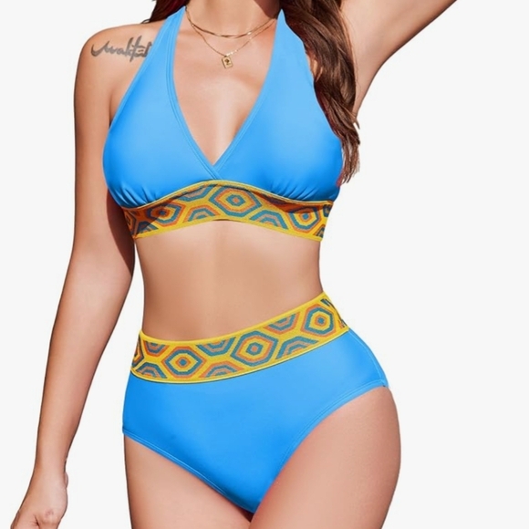 Al'mage Other - AI'MAGE Bikini Set High Waisted Two Piece Bathing Suit, Blue, Size XL, NWT!!